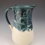Dark Green and White Slim Pitcher - $110 - 8.25 in tall - SKU DGWPS1820